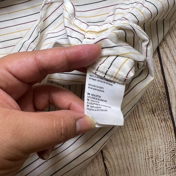 American Eagle Mens Shirt Large White Multi Stripe Long Sleeve Button Down - Picture 7 of 10
